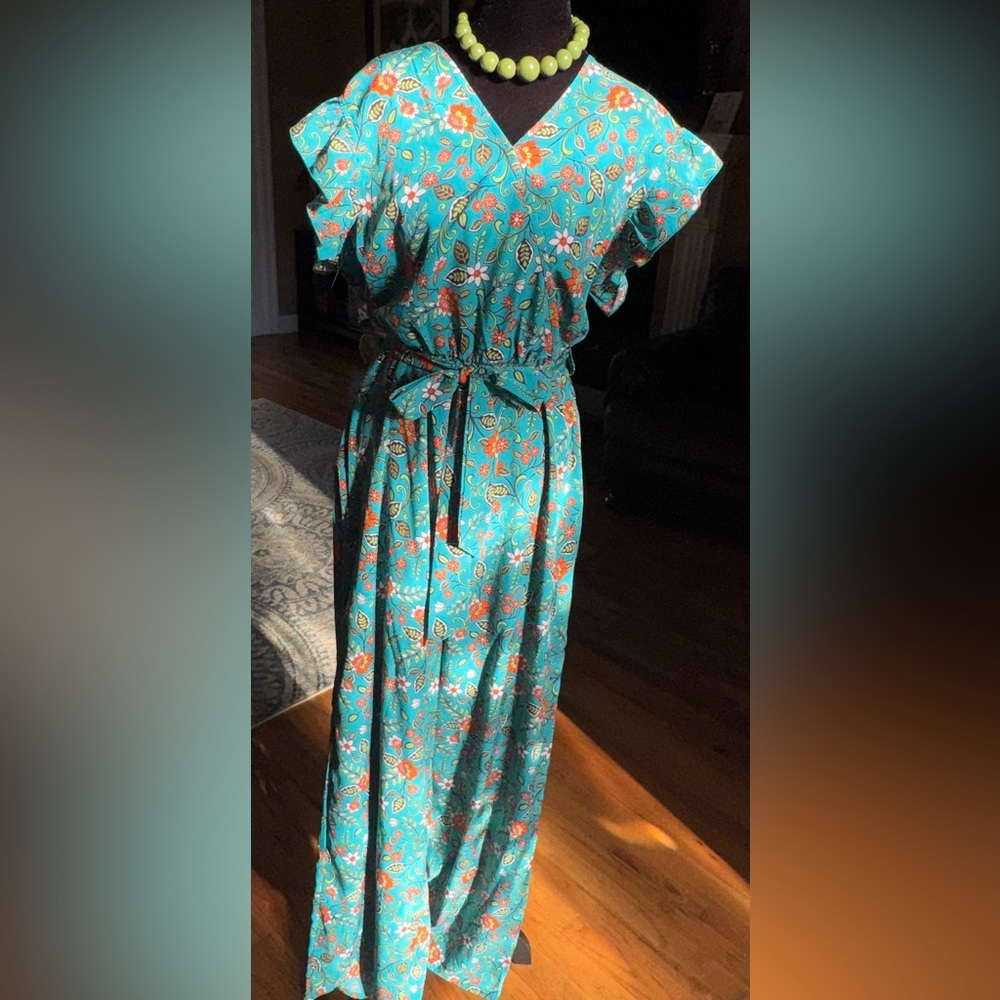 SHEIN Teal and Orange wide leg jumpsuit
